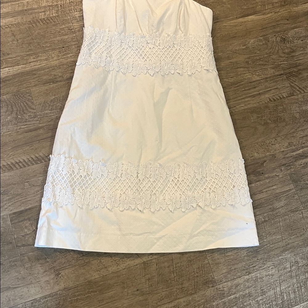 Lilly Pulitzer Strapless White Lace-Trim Sheath Dress - Picture 2 of 5